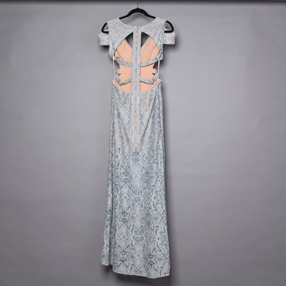 BCBGMAXAZRIA Ava Cut Out Gown Blue Frost Size 2 - Picture 3 of 9